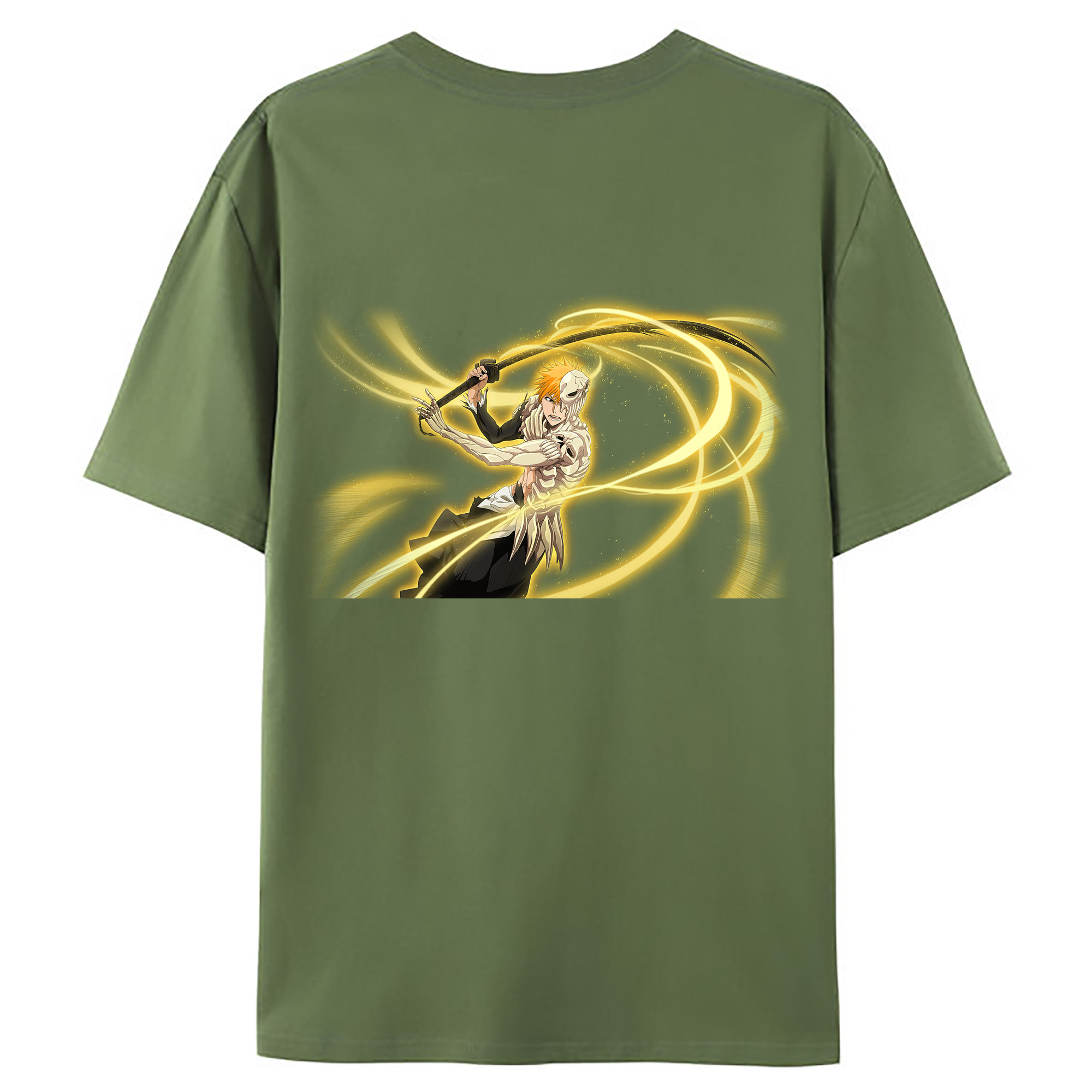 （画像用） ブリーチ 黒崎一護（くろさき いちご）BLEACH Kurosaki Ichigo 綿100％ メンズ半袖Tシャツ（バックプリント） 通気性